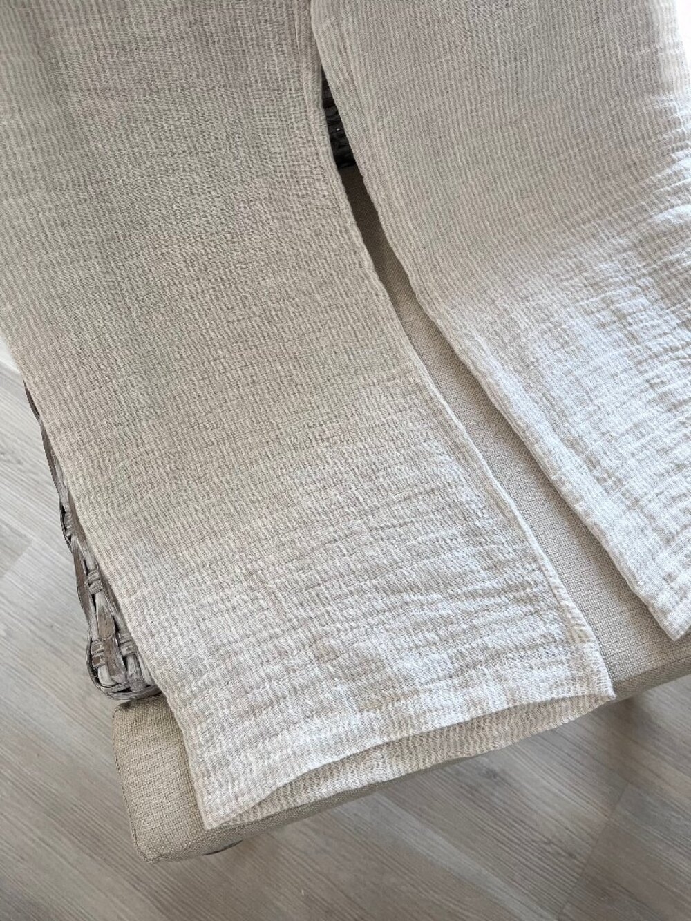 NEW! Italian 100% Linen BOGETTA DI LINO Striped Ivory Wide Leg Beach Pants XS - Picture 7 of 16
